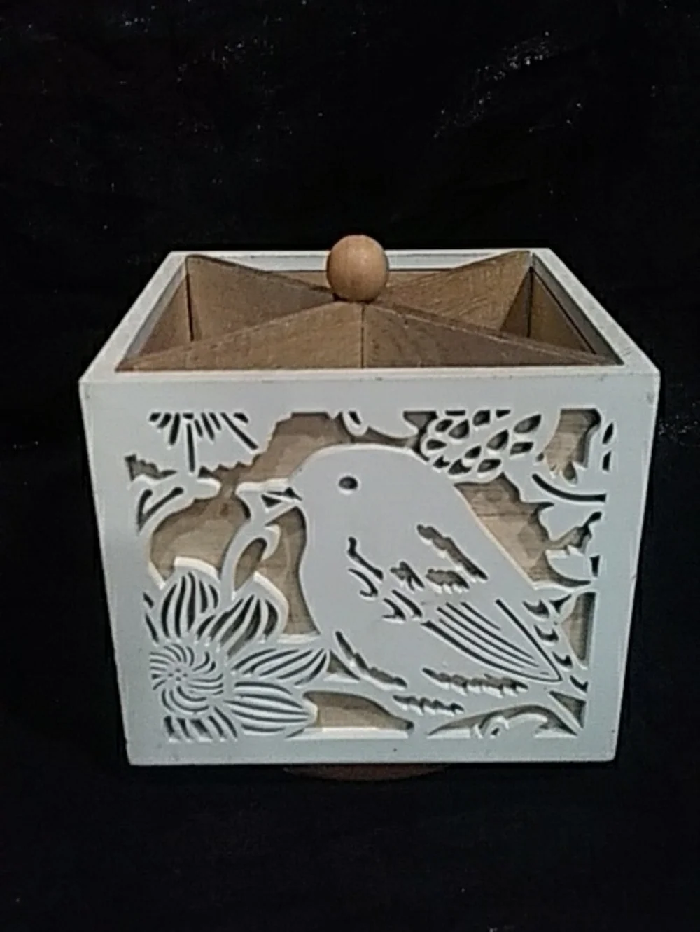 White Decorative Bird Wooden Storage Box - Home Office